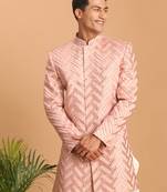 Men'S Pink Silk Blend Sherwani Only Top