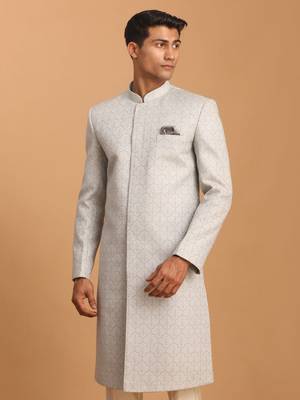 Men'S Grey Sherwani Only Top 1