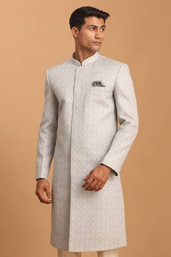 Men'S Grey Sherwani Only Top