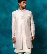 Men'S Purple Silk Blend Sherwani Only Top