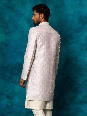 Men'S Purple Silk Blend Sherwani Only Top 3