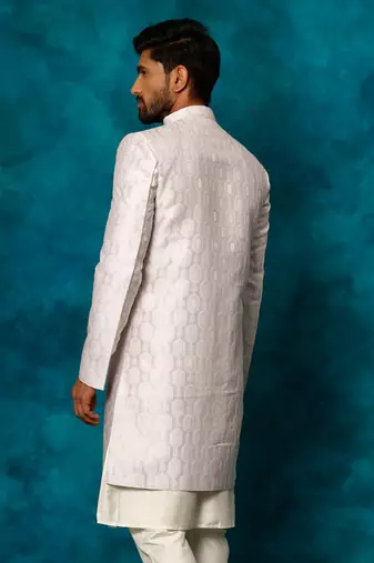 Men'S Purple Silk Blend Sherwani Only Top