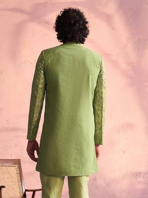 Vastramay men's mint green georgette sherwani only top 3