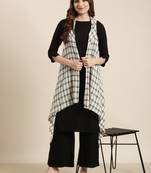 women's round neck solid black straight kurta and palazzos