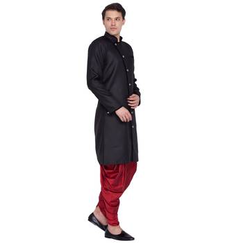 Black Cotton Blend Sherwani Set 2