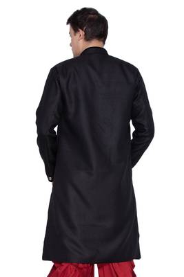 Black Cotton Blend Sherwani Set 4