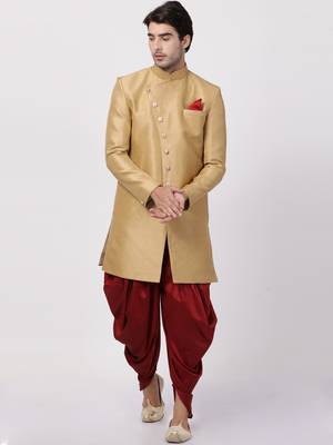 Beige Silk Blend Sherwani Set 1