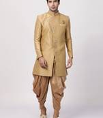 Beige Silk Blend Sherwani Set