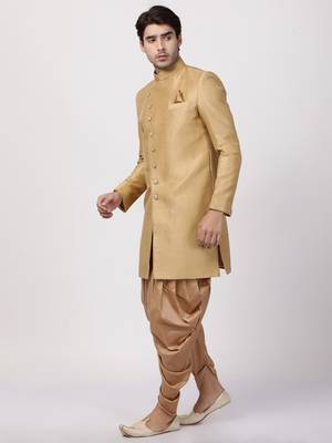 Beige Silk Blend Sherwani Set 2