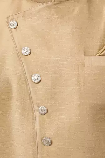 Beige Silk Blend Sherwani Set