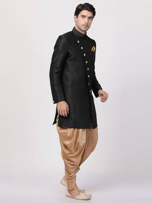 Black Silk Blend Sherwani Set 2