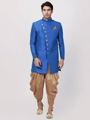  blue silk blend sherwani set 1