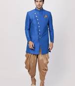  blue silk blend sherwani set