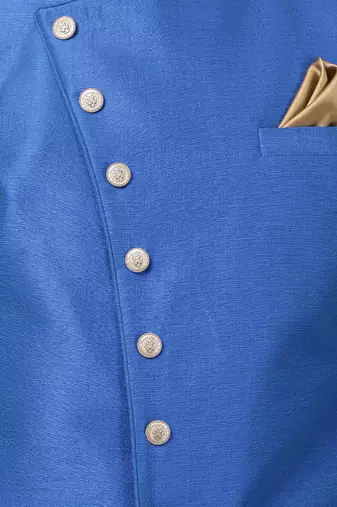  blue silk blend sherwani set