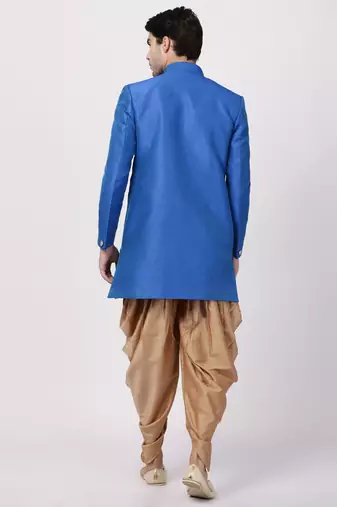 blue silk blend sherwani set