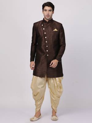Brown Silk Blend Sherwani Set 1