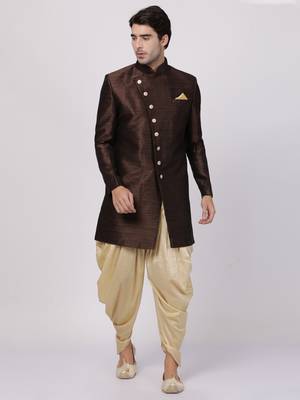 Brown Silk Blend Sherwani Set 2