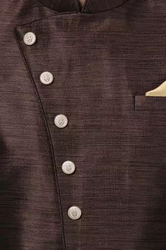 Brown Silk Blend Sherwani Set