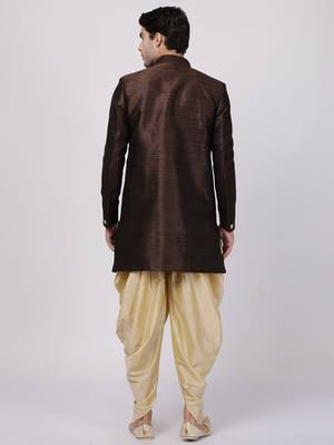 Brown Silk Blend Sherwani Set 4