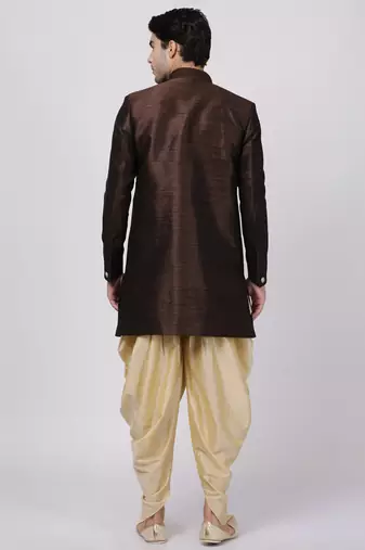 Brown Silk Blend Sherwani Set