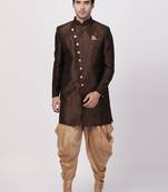 Brown Silk Blend Sherwani Set