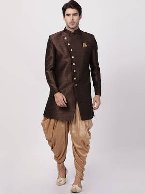 Brown Silk Blend Sherwani Set 2