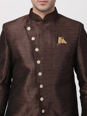 Brown Silk Blend Sherwani Set 3