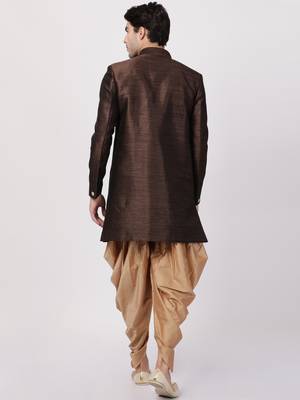Brown Silk Blend Sherwani Set 4
