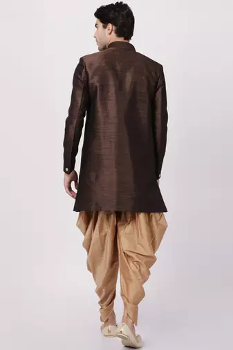 Brown Silk Blend Sherwani Set