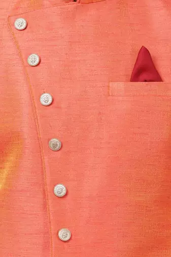 Orange Silk Blend Sherwani Set