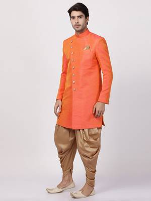 Orange Silk Blend Sherwani Set 2