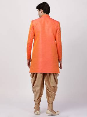 Orange Silk Blend Sherwani Set 4