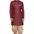 Maroon Polyester Lurex Blend Sherwani Set