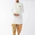 White And Rose Gold Polyester Lurex Blend Sherwani Set