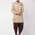 Beige And Coffee Brown Polyester Lurex Blend Sherwani Set