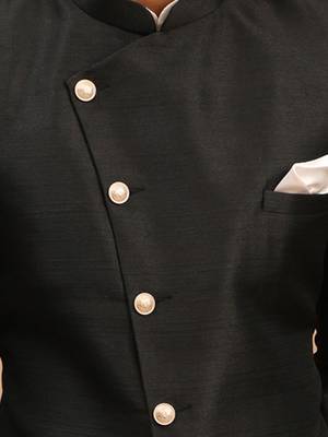 Men'S Cream And Black Viscose Ethnic Combo Set 4