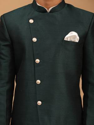 Vastramay men's cream and green viscose ethnic combo set 4