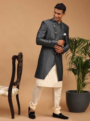 Cream And Grey Viscose Ethnic Combo Set 1