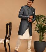 Cream And Grey Viscose Ethnic Combo Set