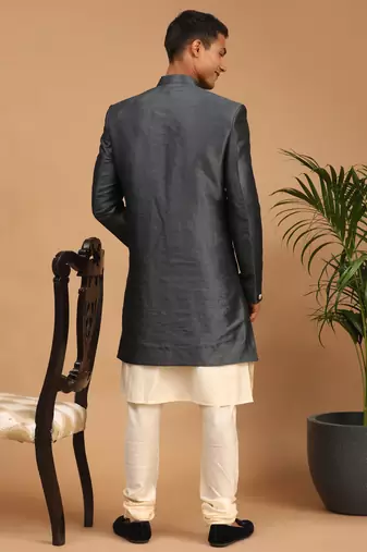 Cream And Grey Viscose Ethnic Combo Set