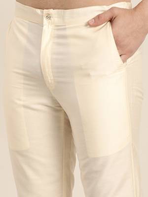 Cream Silk Blend Sherwani Set 3