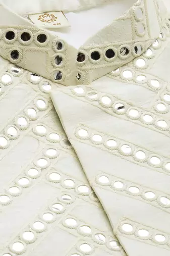 Cream Silk Blend Sherwani Set With Dupatta