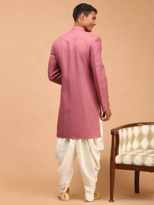  men's purple and cream silk blend sherwani set 3