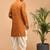 Vastramay men's mustard and cream silk blend sherwani set