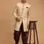Beige And Brown Silk Blend Sherwani Set