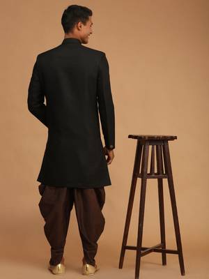 Black And Brown Silk Blend Sherwani Set 3