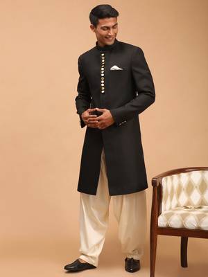  black and cream viscose sherwani set 2