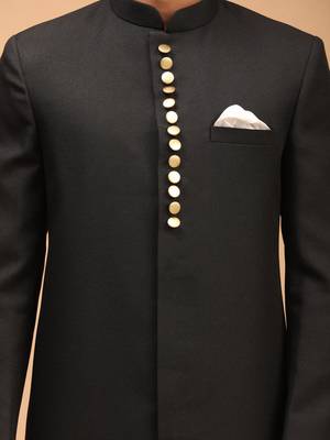  black and cream viscose sherwani set 4