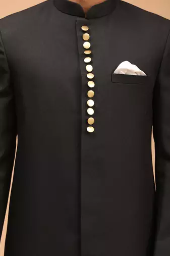  black and cream viscose sherwani set