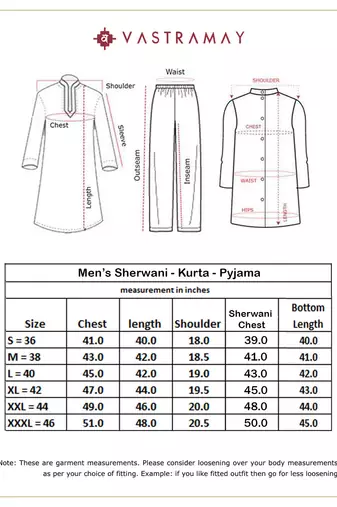 Black And Cream Viscose Sherwani Set
